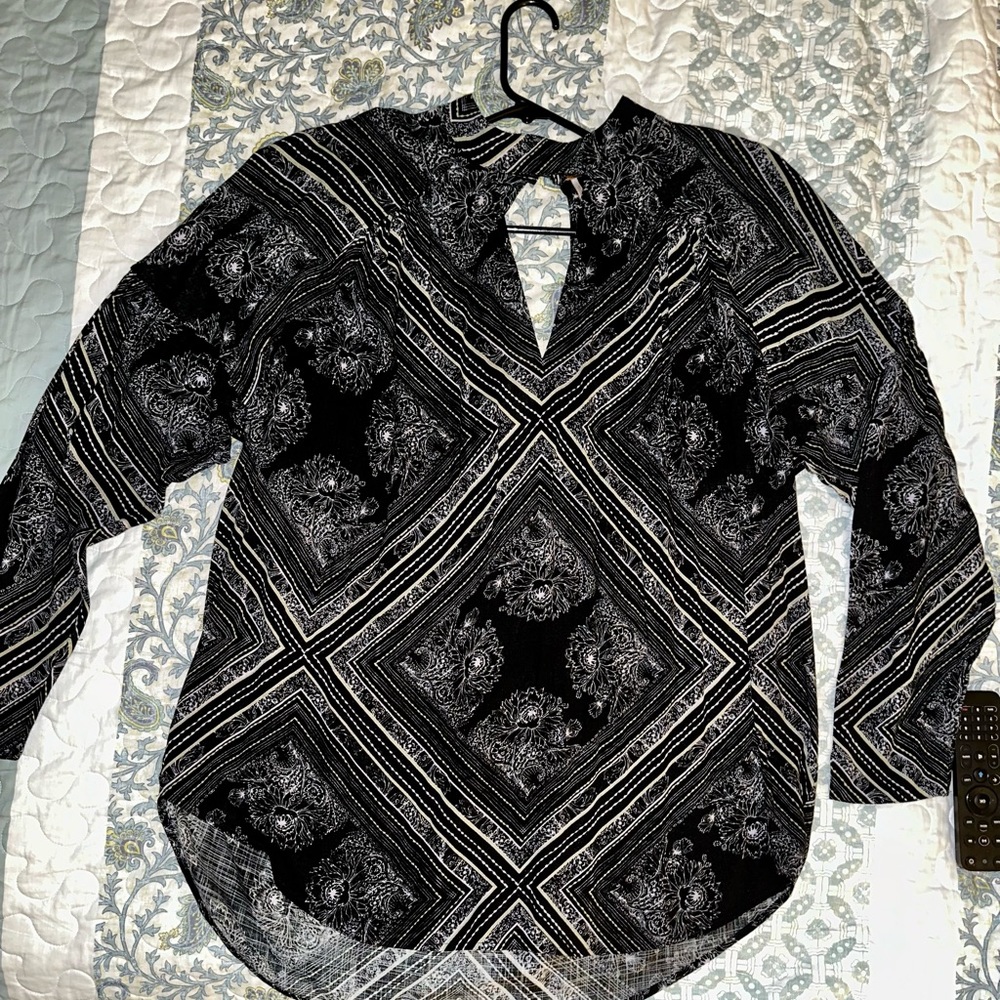 Free People Black & Cream Shift Dress